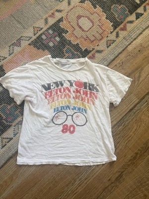 Daydreamer Elton John, New York Graphic Concert T-Shirt White, Small Cotton