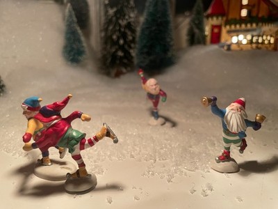Department 56 Elves On Ice North Pole Series Vintage Skating Elves 4 peices