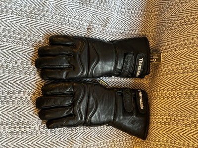 Olympia Mens XS Black Top Grade Leather Motorcycle Gloves Gore-Tex