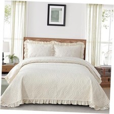Quilt Bedding Set Lightweight Soft Bedspread Coverlet, California King Beige
