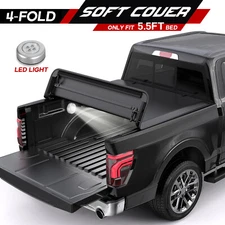4-FOLD Truck Bed 5.5FT Soft Tonneau Cover For 2009-2014 Ford F-150 Pickup On Top