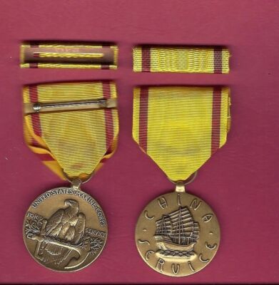 Navy China Service full size award medal with ribbon bar
