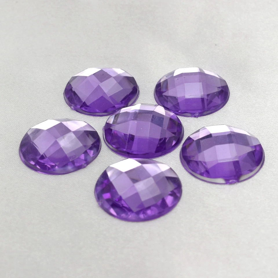 50 Purple Acrylic Flatback Rhinestone Round Gem Beads 20mm (3/4") No Hole - Image 2 of 4