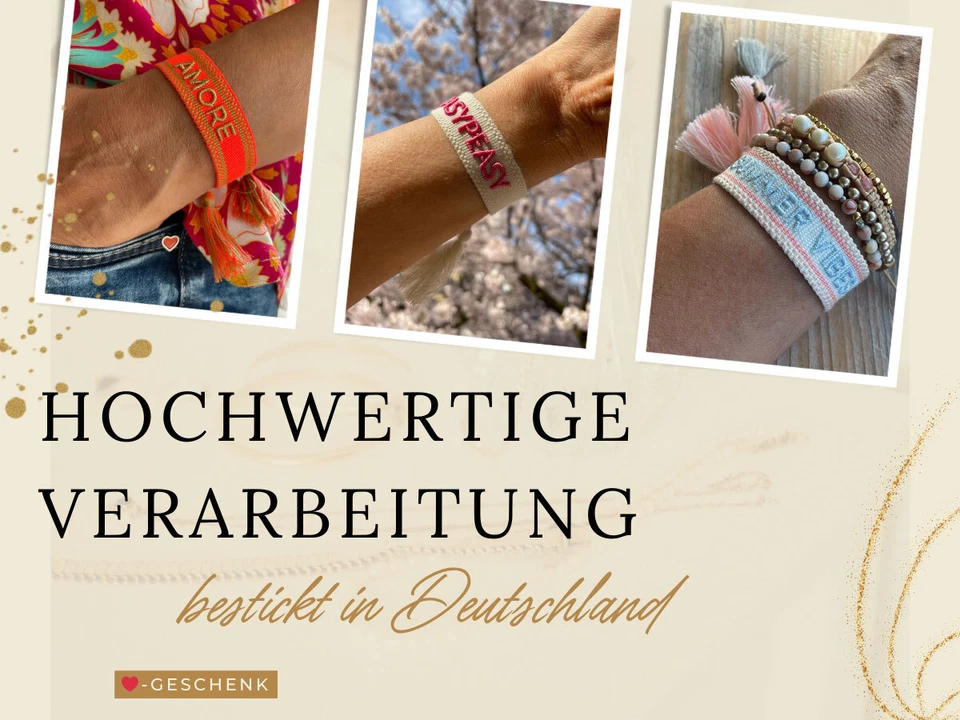 Original Canvas Statement Armbänder Boho Hippie bestickt Quasten Freundschaft - Bild 4 von 4