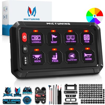Upgrade RGB 8 Gang Switch Panel LED Touch Switch Led Light Bar Relay Circuit Box