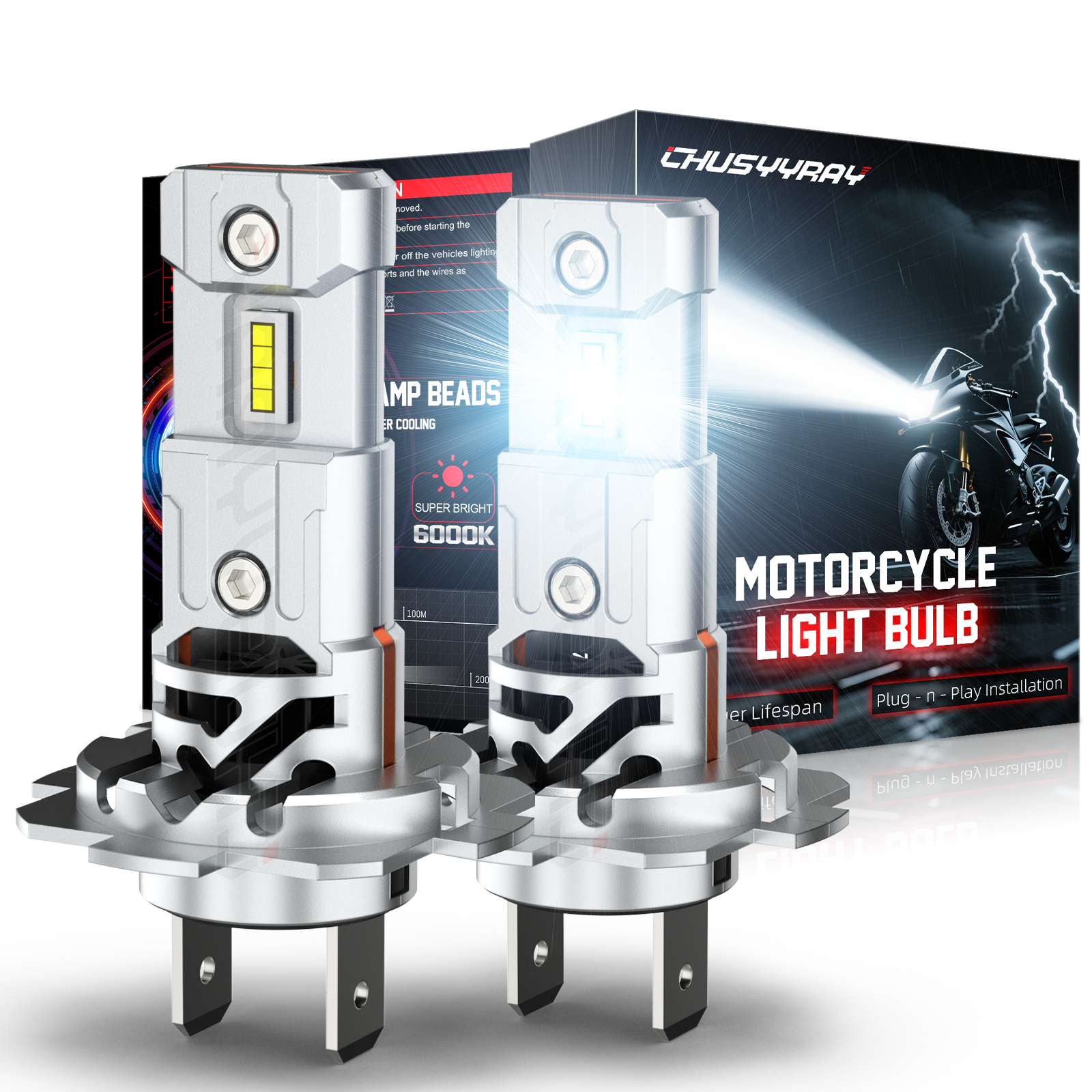 H7 LED Headlight Bulbs Kit For Honda CBR1000RR 2004-2016 CBR600RR 2003-2017