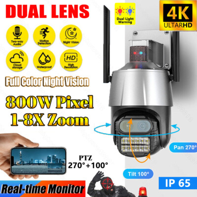 Security Camera Outdoor 8MP Dual Lens WiFi Camera Auto Tracking Waterproof
