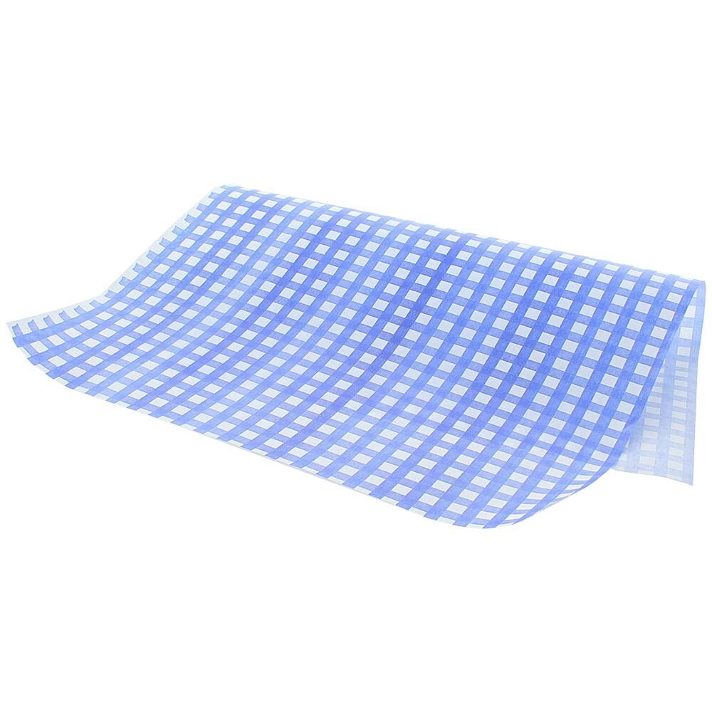Blue Gingham Greaseproof Paper 250mm x 380mm Pack of 1000 Plastic Free