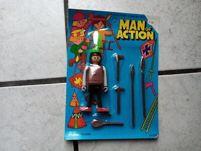 Man of Action - Blister Card with a Play Figure 1970s ''Indians'' Original Packaging. ##
