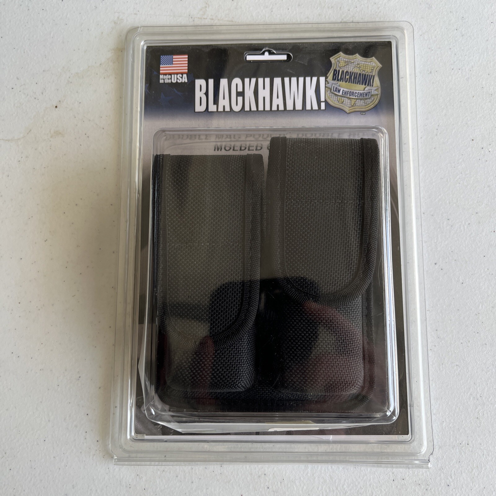 BlackHawk 44A001BK Black Double Mag Pouch Double Row Molded Codura NEW-image