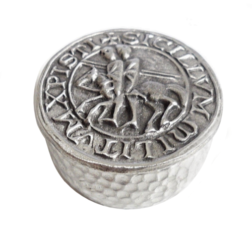 Masonic Knights Templar Seal Round Pewter Trinket Box - Picture 1 of 6