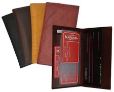 Fine Genuine Leather Plain Checkbook Cover Thin Long Wallet Credit Card Holder