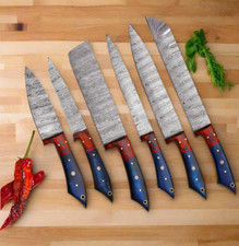 CUSTOM HANDMADE 6PCS DAMASCUS STEEL KITCHEN CHEF KNIFE SET WITH ROLL BAG