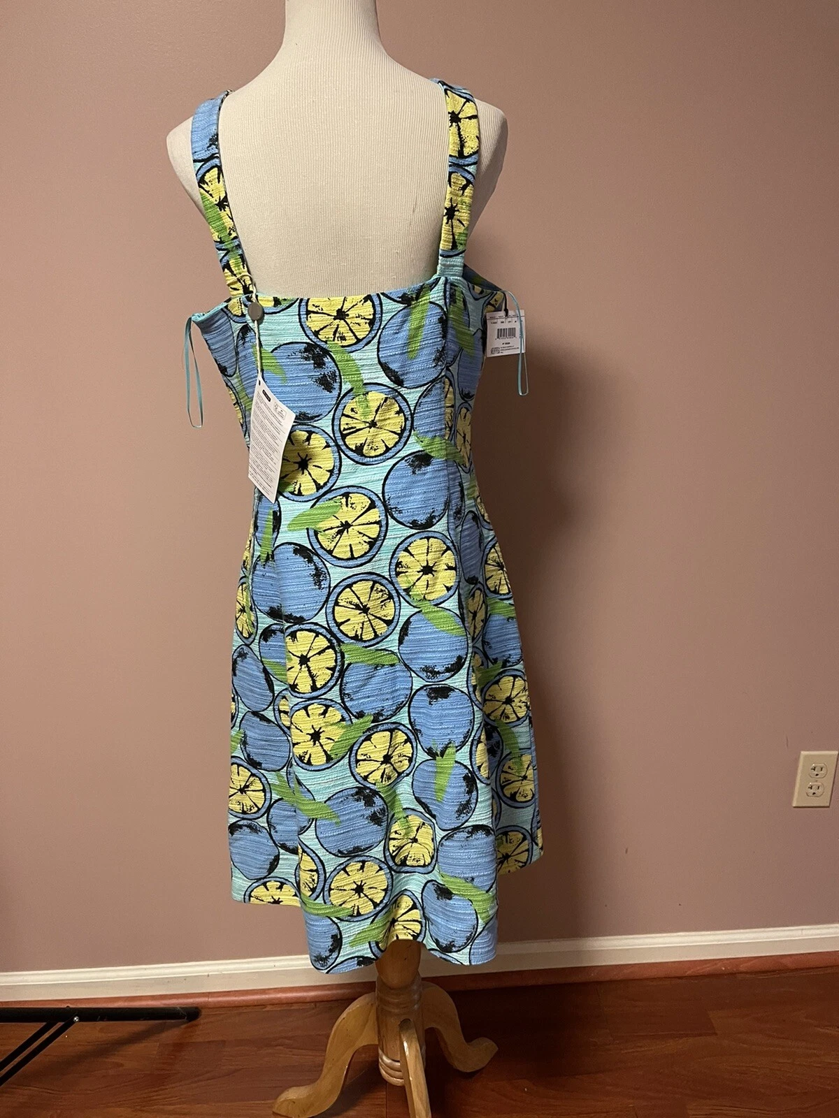 Boutique Moschino abito corto donna blu limoni taglia 46 nuovo con etichetta