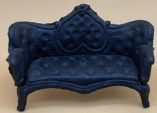 Vintage Cast Iron Victorian Gothic Black Couch Sofa Toy Dollhouse Furniture