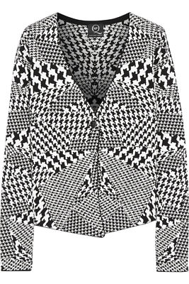ALEXANDER MCQUEEN CARDI JACKET BLACK AND WHITE HOUNDSTOOTH MONOCHROME L NEW NEW