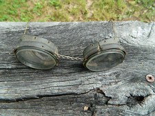Vintage King Bilt Leather Shield Safety Glasses Goggles Chain Nose Motorcycle