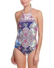 La Blanca Women's Scarf Gypsy High Neck Mio One Piece Swimsuit - Size 12