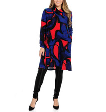 Studio Nouveau Long Sleeve w Pockets Geo Printed Sweater Shift Dress Sz M