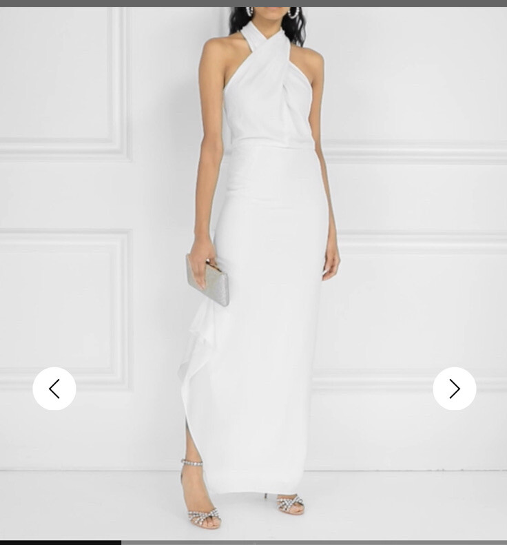 Porter Draped white crepe halterneck 