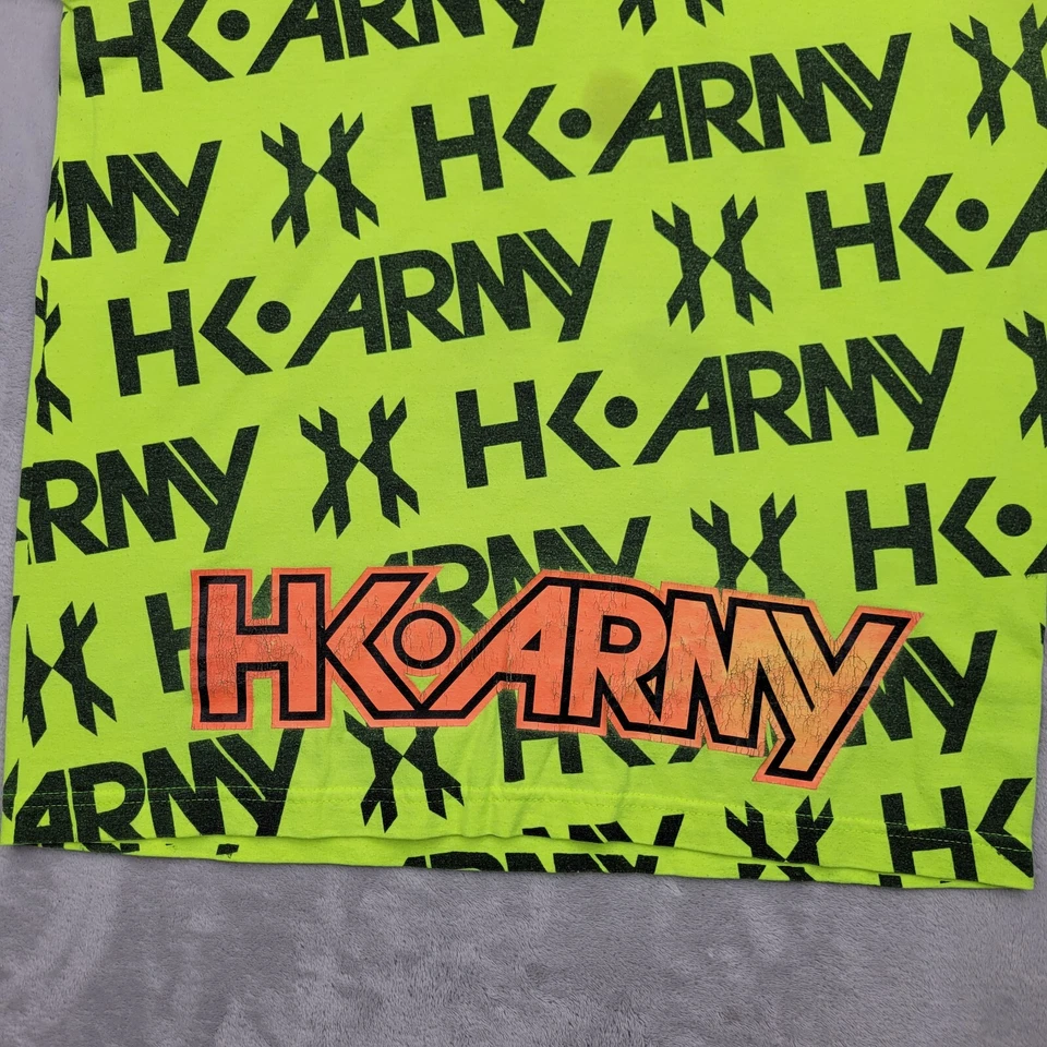 Camisa masculina HK Army grande amarela neon estampa total de time de arma de paintball - Imagem 3 de 4