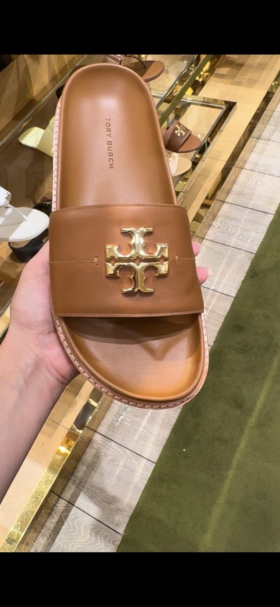 NIB Tory Burch Everly Anatomic Lug Nappa Leather Slide