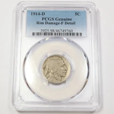 1914 D PCGS F Detail - Buffalo Nickel - 5c US Coin #45039A