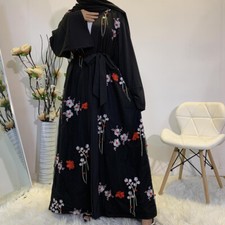 Ramadan Muslim Women Open Kimono Cardigan Maxi Dress Dubai Abaya Caftan Kaftan