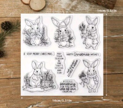 bunny rabbit clear stamps Easter card FAST Free Shipping 