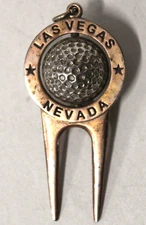 Vintage Las Vegas Nevada Golf Divot Tool w/ Metal Golf Ball that Spins