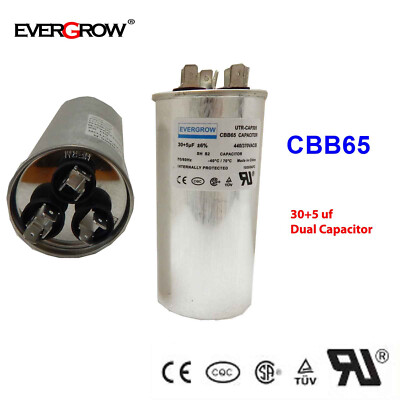 30+5 uF Dual Run Round Capacitor for Heat Pump, Air Conditioner, Pool Pump