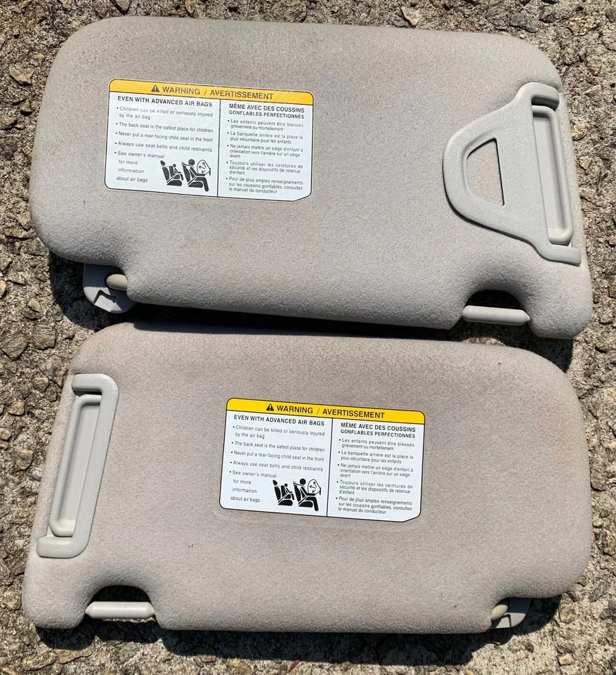 Nissan Sentra 2013-2019 OEM Driver & Passenger Side Gray Cloth RH LH Sun Visors - Image 3 of 3