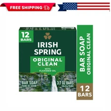 Irish Spring Bar Soap for Men, Original Clean Mens Bar Soap, 3.7 Oz Soap, 12 Bar
