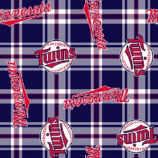 Minnesota Twins Plaid MLB American League Central Fleece Fabric