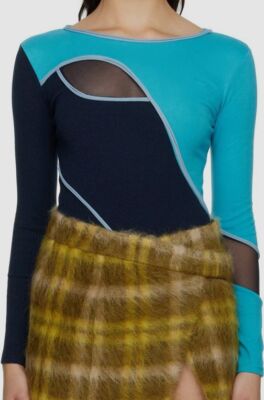 $240 Andersson Bell Women's Blue Eva Combo Long Sleeve T-Shirt Size XS