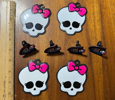 2012 Monster High lot cupcake cake toppers rings plastic badges skull with bow