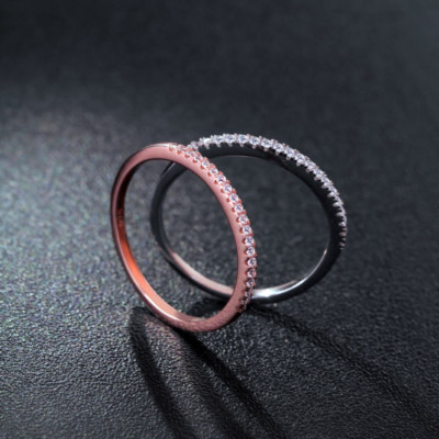 Schmaler Damen Ring Half Eternity Sterlingsilber 925 Zirkonia 42-63 dünn