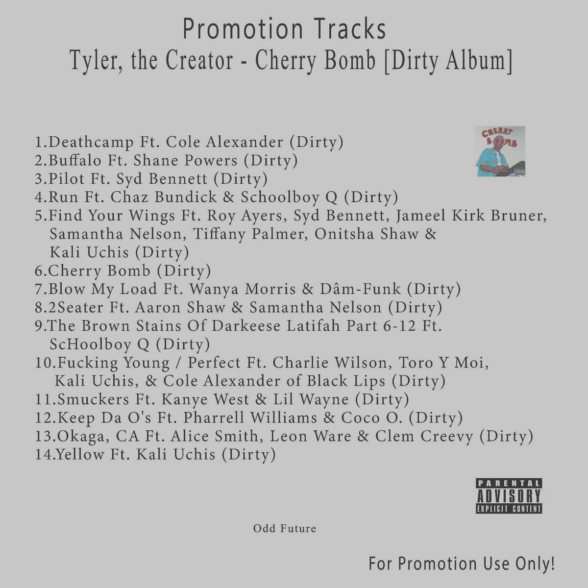 2 CD Rap.. White CD. Tyler, the Creator - Cherry Bomb [Dirty] +