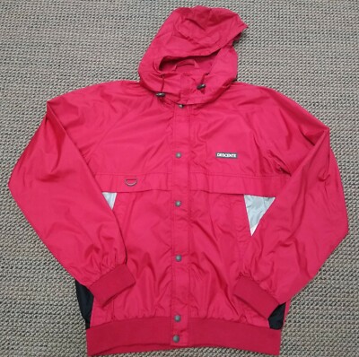 VTG Descente Red Casual Jacket Removable Hood Windbreaker