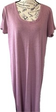 Old Navy Size Large Scoop Neck Short Sleeve T Shirt Dress Linen Bld Side Slit