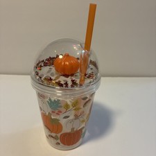 Tumbler With Straw Pumpkin/Fall Themed 6.5  T...