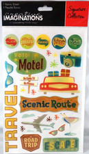 Travel Road Trip Motel Scenic Route Retro Epoxy Creative Imaginations Sticker
