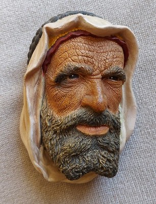 Weißer Turban - Bossons Kopf, Wandbehang sehr guter Zustand