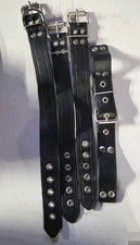 BDSM Vintage Lot Of Leather Wrist Cuffs/ Collar Slave Bondage Restraints Couples