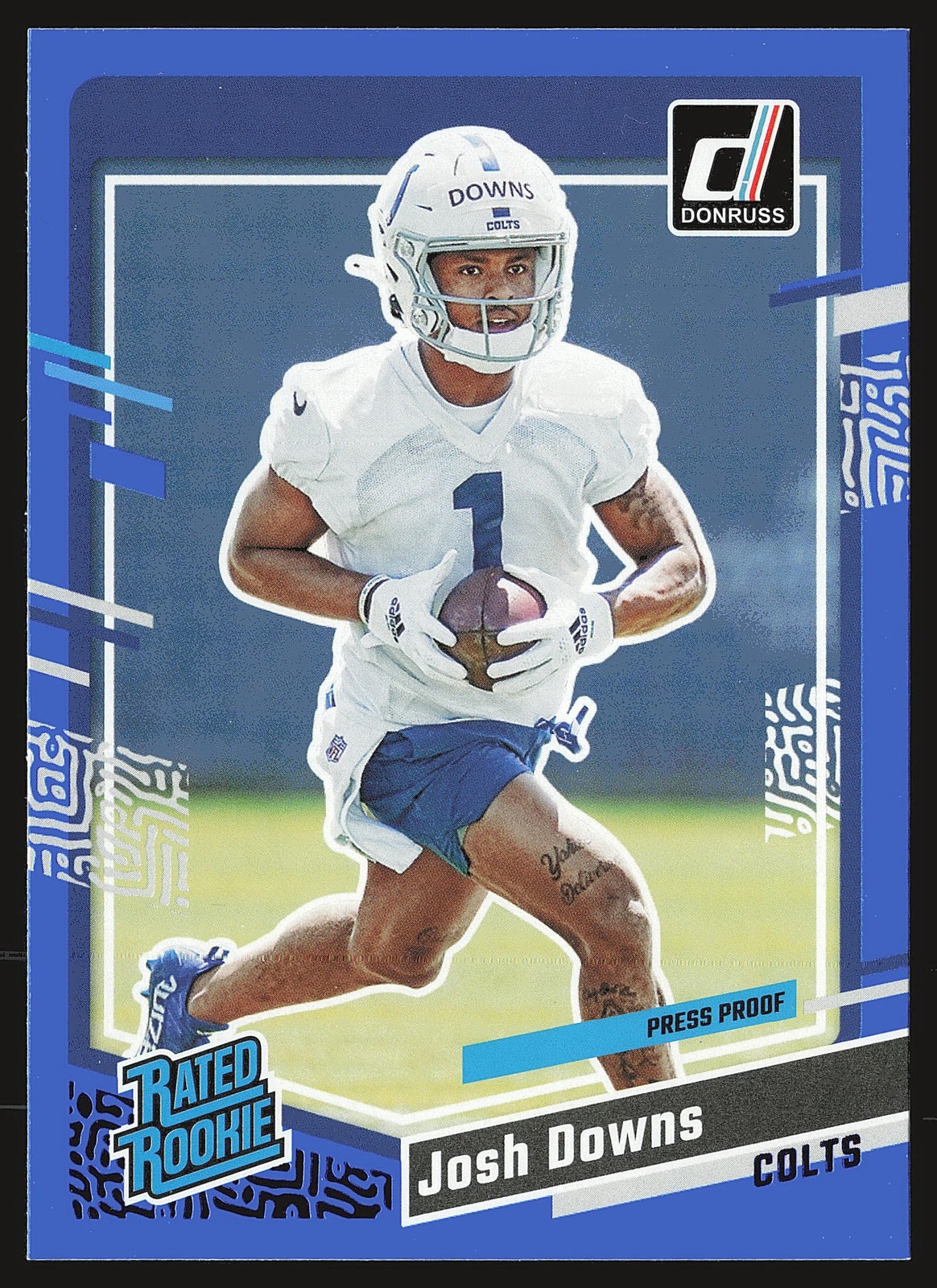 2023 Donruss #345 Josh Downs Press Proof Blue RC