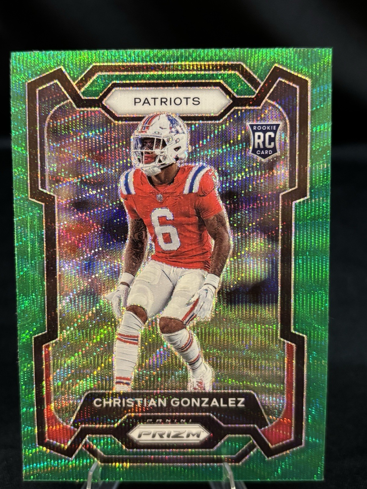 Christian Gonzalez Rookie 2023 Panini Prizm #369 Green Wave Prizm RC Patriots