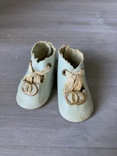 Blue shoes antique doll buckles 