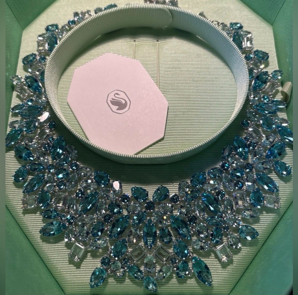 Authentic Swarovski Iconic Gema Blue Necklace Collar $2500. NIB