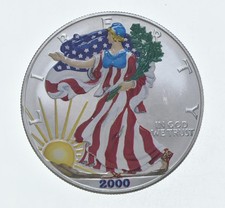 2000 Beautifully Painted/Sticker American Silver Eagle 1 Oz. .999 Fine *563