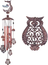 Owl Wind Chimes Outdoor Indoor Decor -With 4 Aluminum Tubes 6 Bells 7 Owls 37Inc